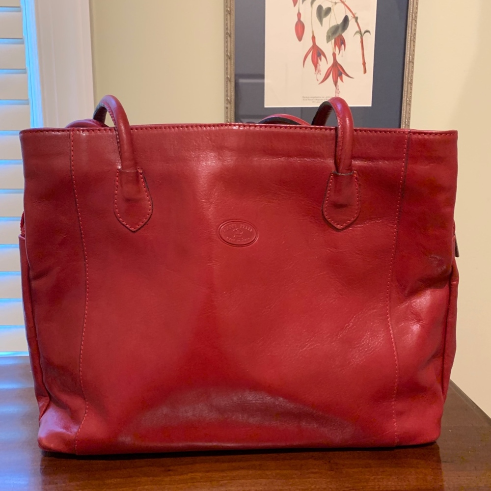 Italian Red Leather Briefcase/Purse